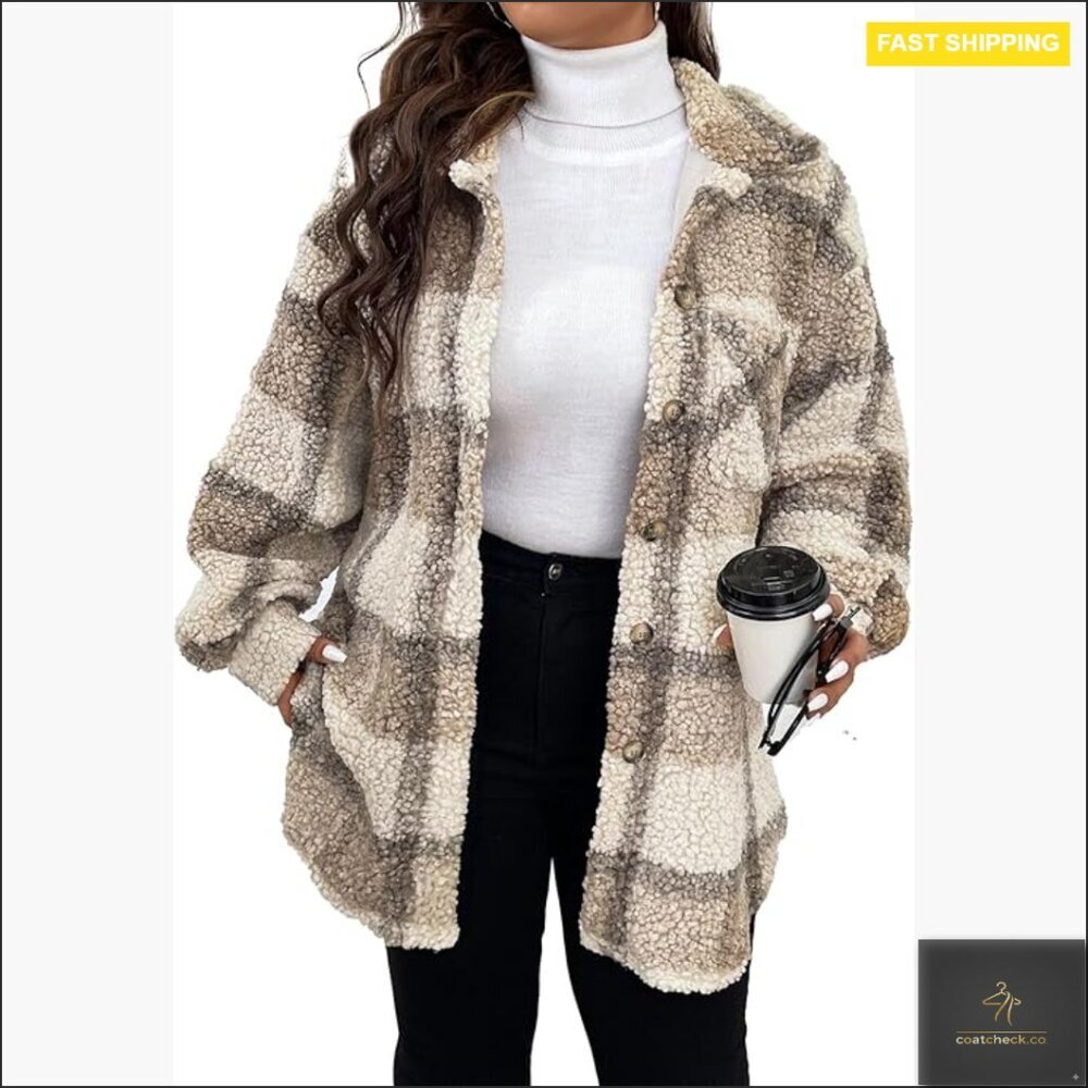 Oversized Fuzzy Teddy Coat Sherpa Jacket Cozy Chic Winter Warm
